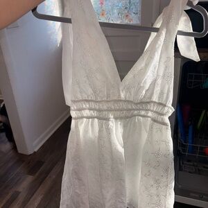 SHEIN White Halter dresswith Embroidery